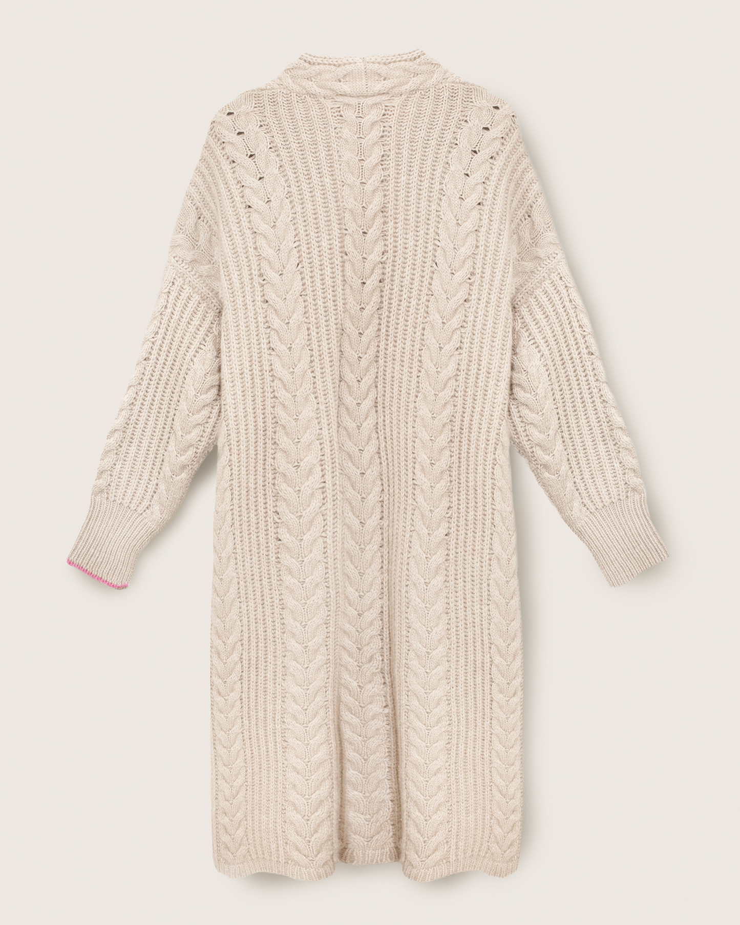 Cashmere Cable Cardigan Coat Chalk White