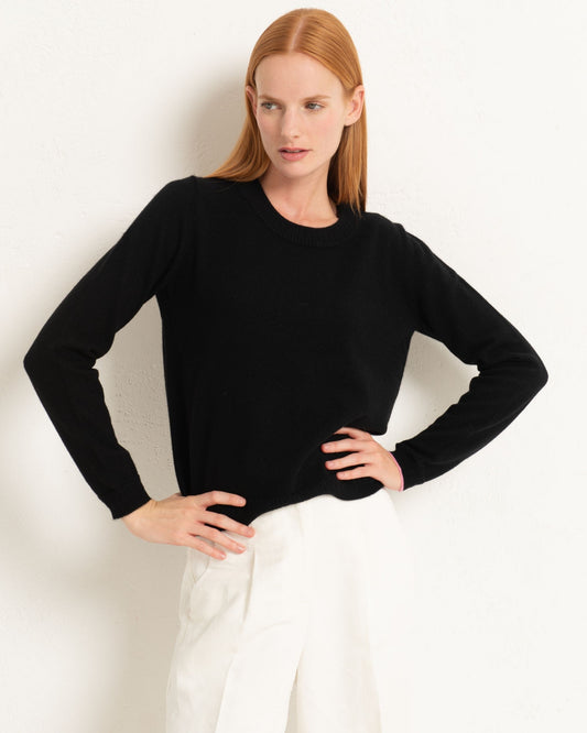 Cashmere Classic Crew Sweater Jet Black
