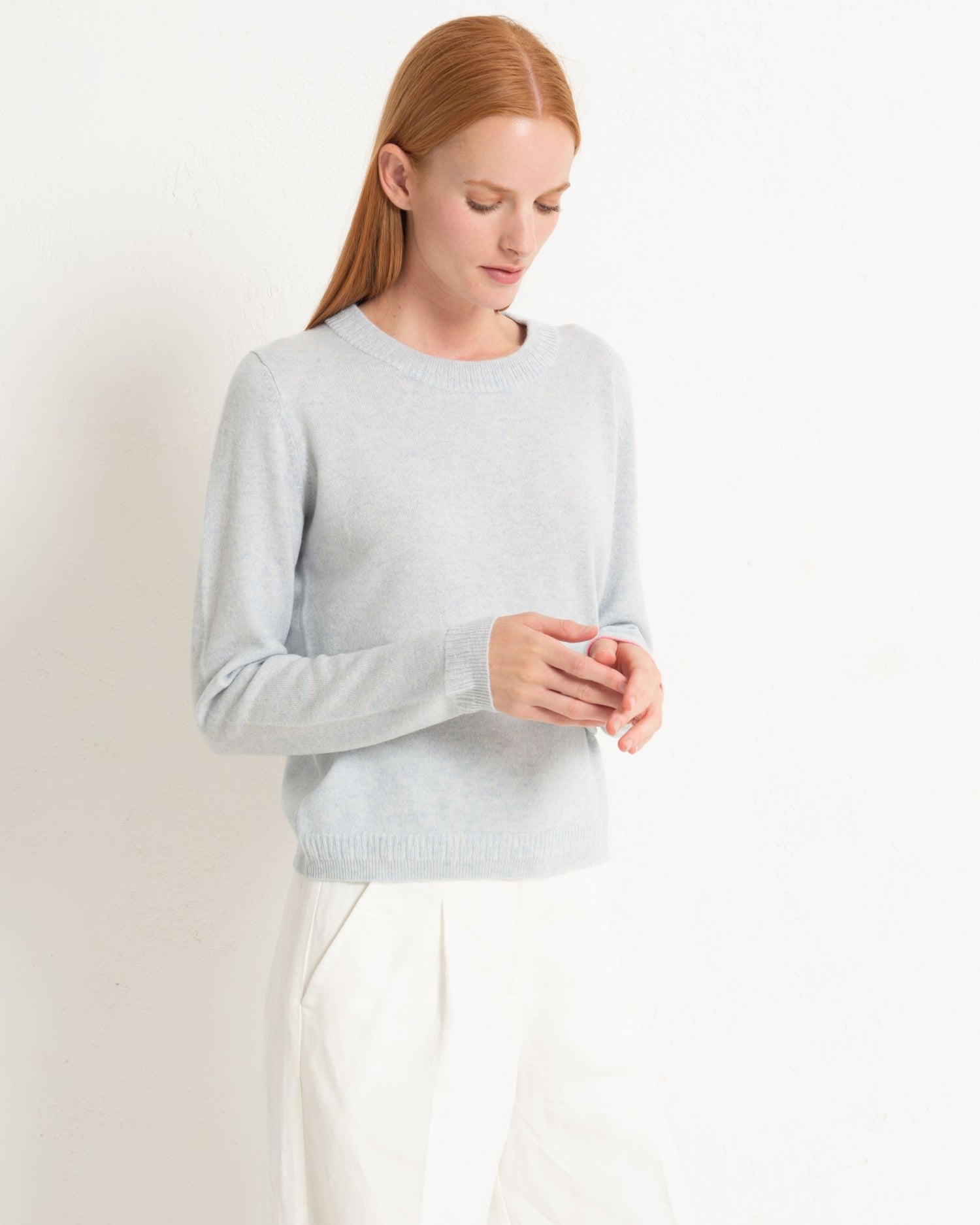 Cashmere Classic Crew Sweater Silver Grey