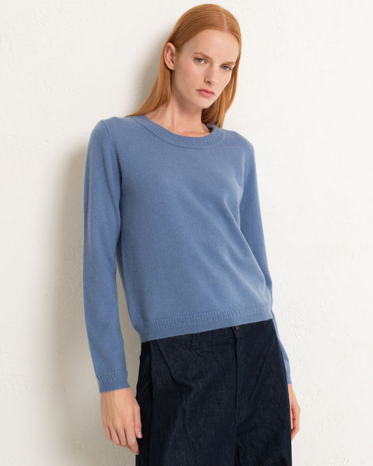 Cashmere Classic Crew Sweater Cornflower Blue