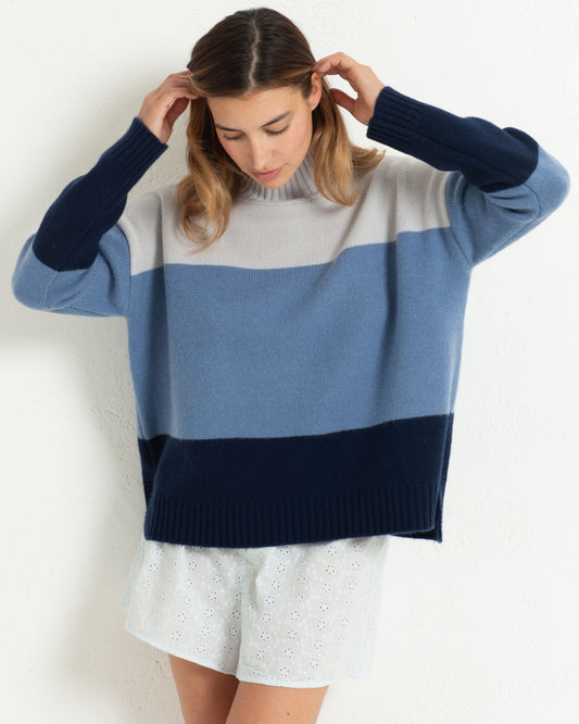 Cashmere Funnel Sweater Colour Block