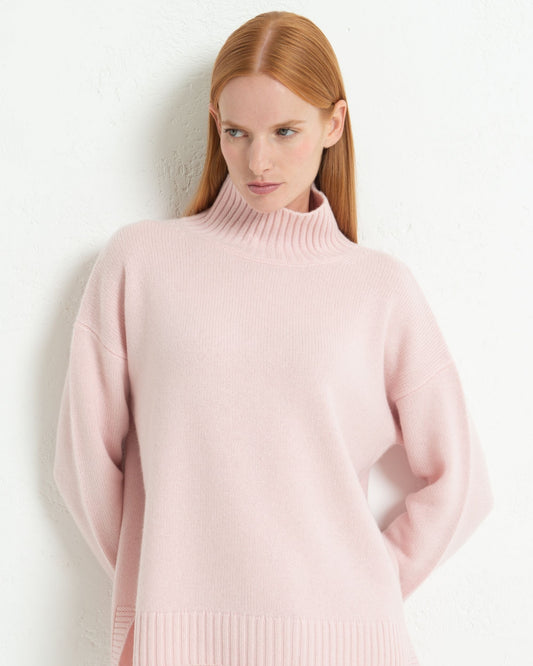 Cashmere Funnel Sweater Blush Pink