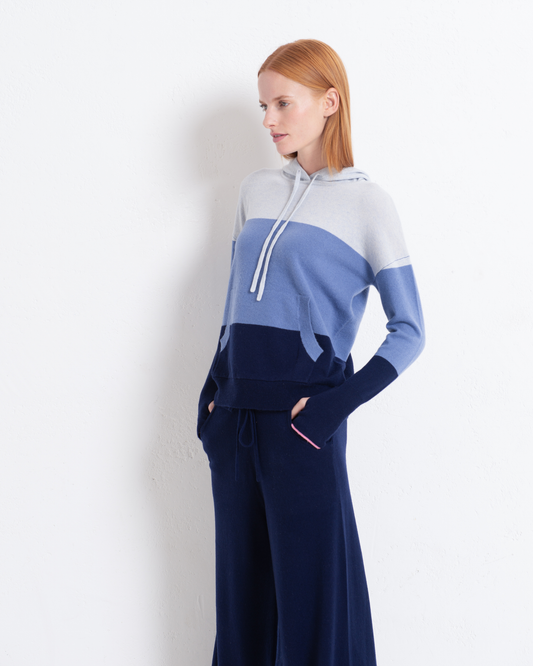 Cashmere Hoodie Sweater Colour Block