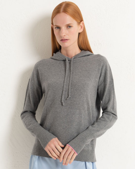 Cashmere Hoodie Sweater Slate Grey