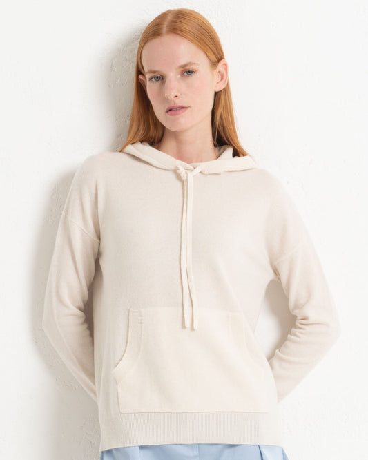 Cashmere Hoodie Sweater Chalk White