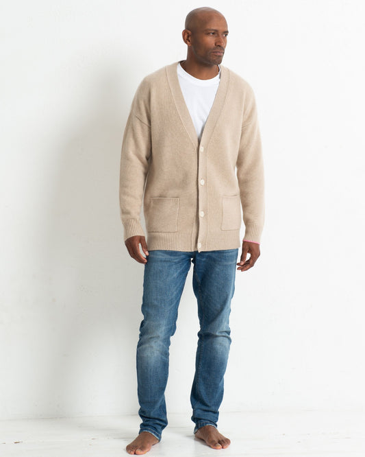 Men's Cashmere Boyfriend Cardigan Sand