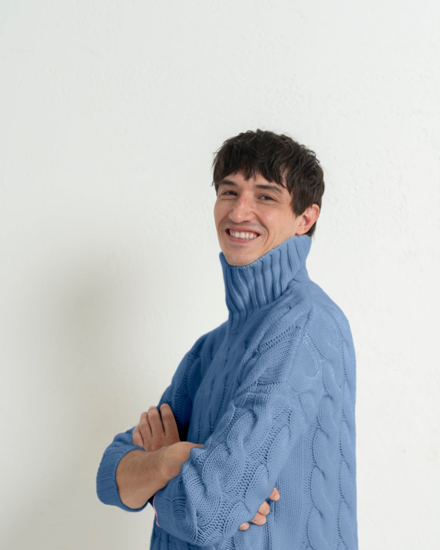 Cashmere Cable Sweater Cornflower Blue