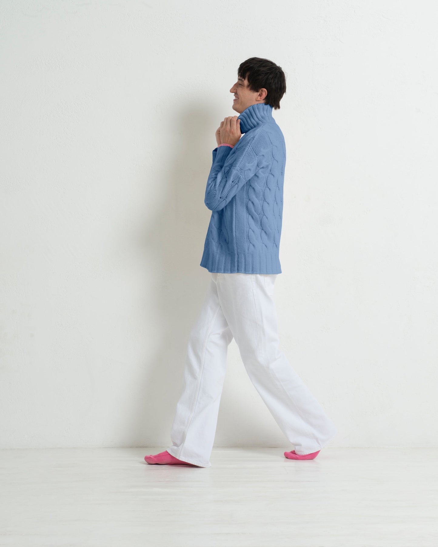 Cashmere Cable Sweater Cornflower Blue