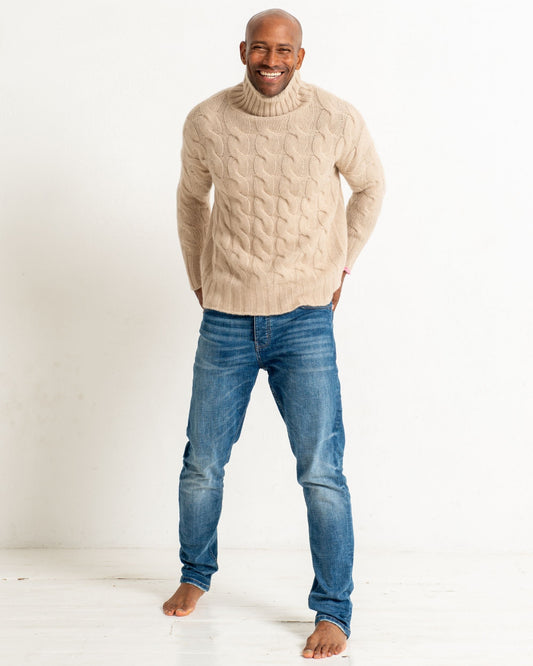 Men's Cashmere Cable Sweater Sand
