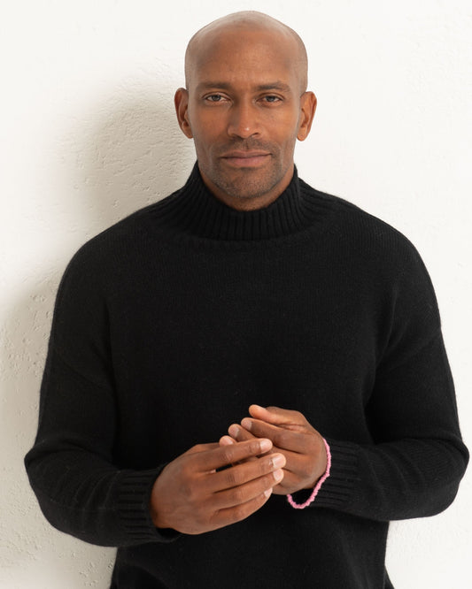 Men's Cashmere Funnel Sweater Jet Black