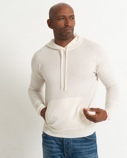 Men's Cashmere Hoodie Sweater Chalk White