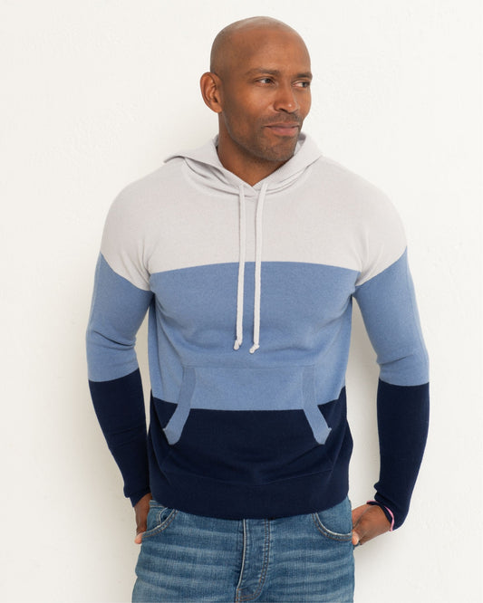 Men's Cashmere Hoodie Sweater Colour Block