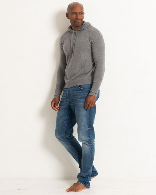 Men's Cashmere Hoodie Sweater Slate Grey