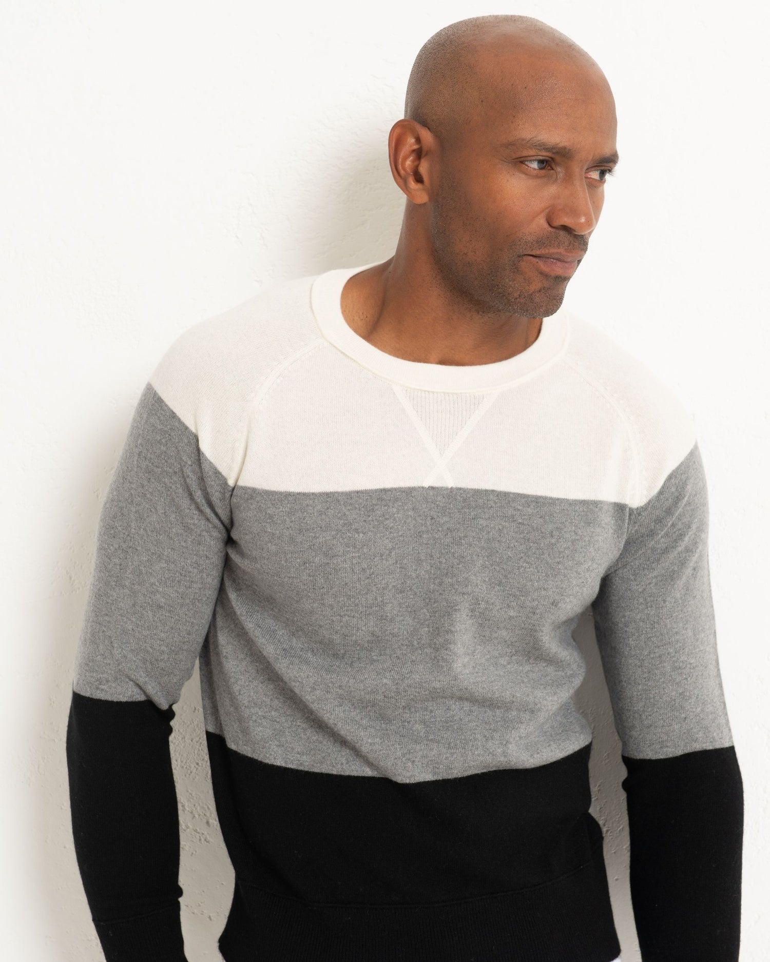 Men's Cashmere Sweatshirt Colour Block