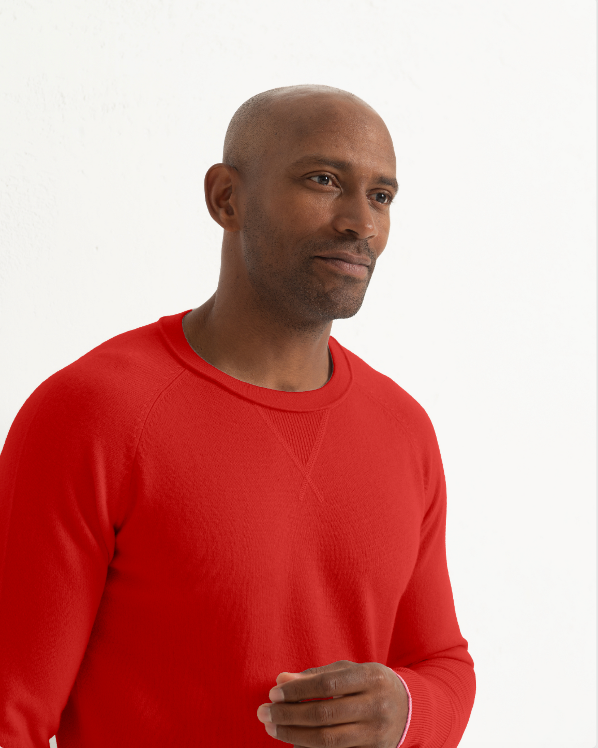 Mens Cashmere Sweatshirt Poppy Red Baker Miller Pink Cashmere