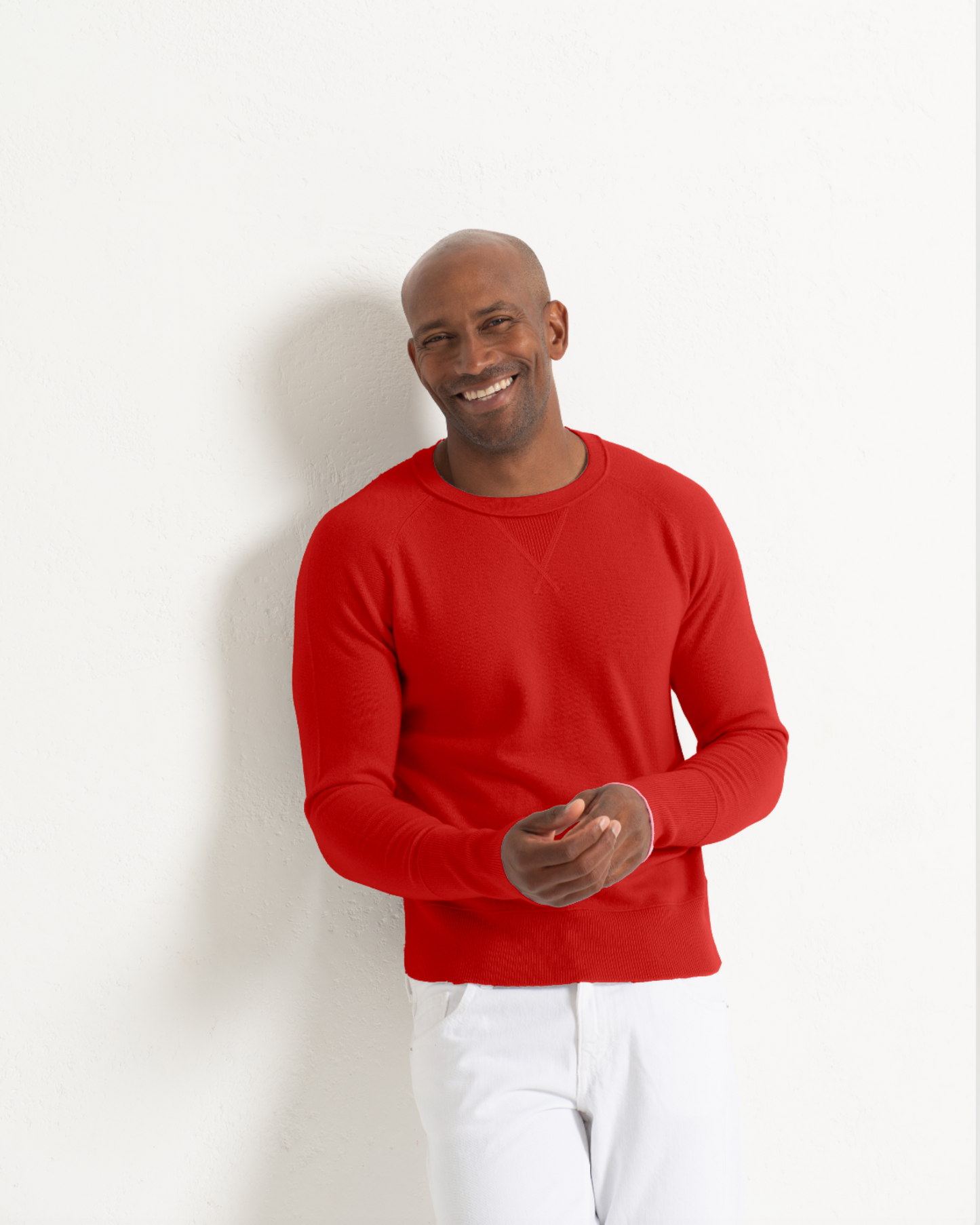 Mens Cashmere Sweatshirt Poppy Red Baker Miller Pink Cashmere