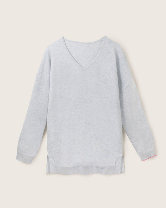Cashmere Slouchy V Sweater Silver Grey
