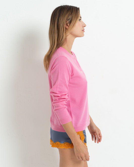 Cashmere Classic Crew Cardigan Baker Miller Pink