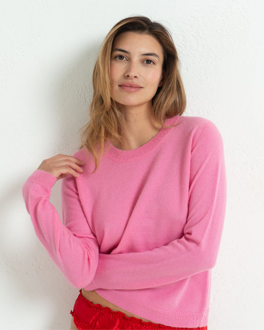 Cashmere Classic Crew Sweater Baker Miller Pink