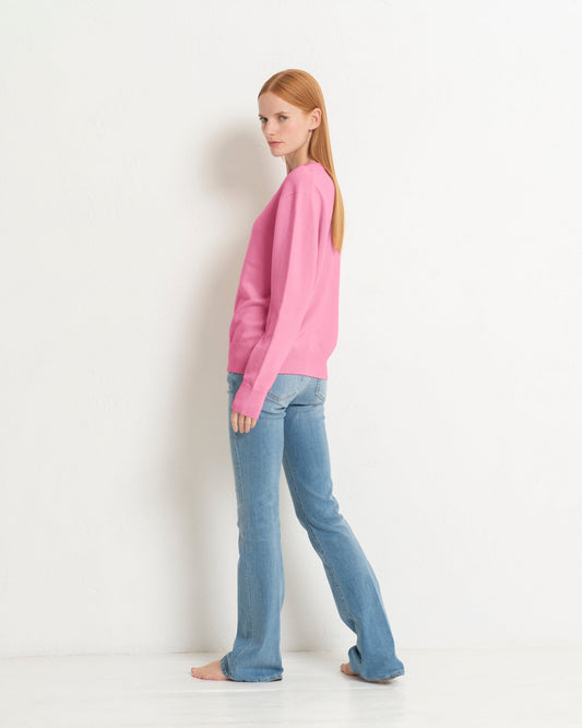 Women's Cashmere Boyfriend Crew Sweater Baker Miller Pink