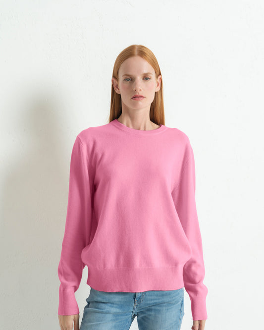 Women's Cashmere Boyfriend Crew Sweater Baker Miller Pink