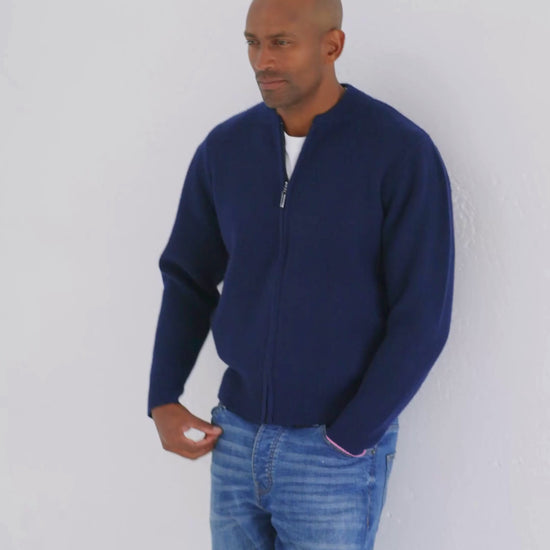 Cashmere Bomber Jacket Midnight Blue