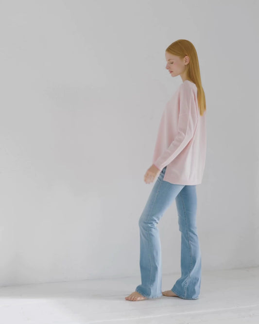 Cashmere Slouchy V Sweater Blush Pink