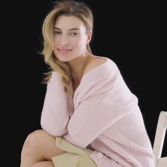 Cashmere Boyfriend Cardigan Blush Pink