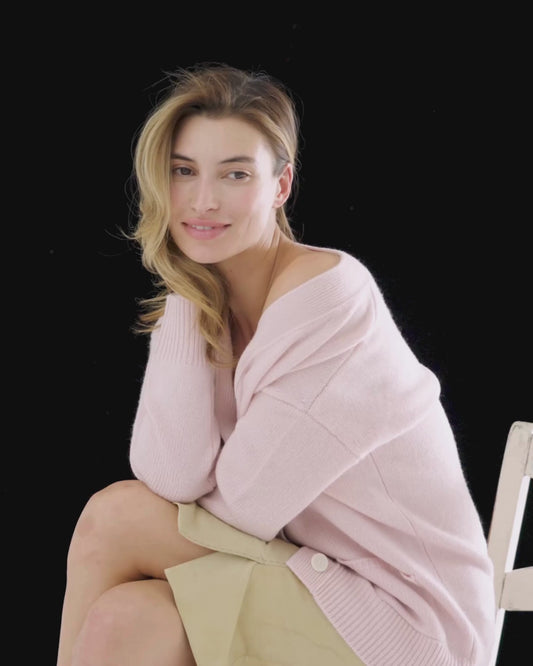 Cashmere Boyfriend Cardigan Blush Pink