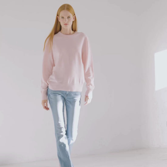 Cashmere Boyfriend Crew Sweater Blush Pink