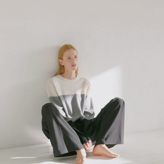 Cashmere Boyfriend Crew Sweater Colour Block