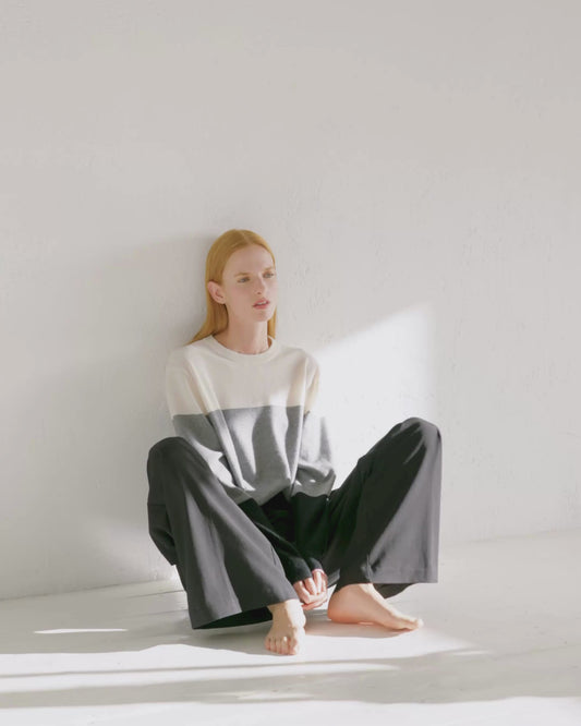 Cashmere Boyfriend Crew Sweater Colour Block