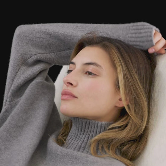  Cashmere Funnel Sweater Slate Grey