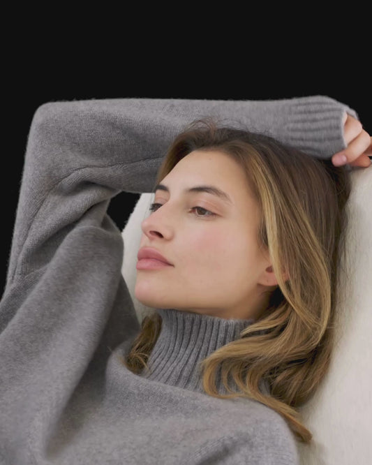 Cashmere Funnel Sweater Slate Grey