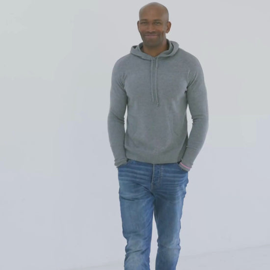Men's Cashmere Hoodie Sweater Slate Grey