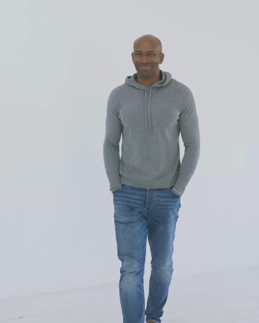 Men's Cashmere Hoodie Sweater Slate Grey