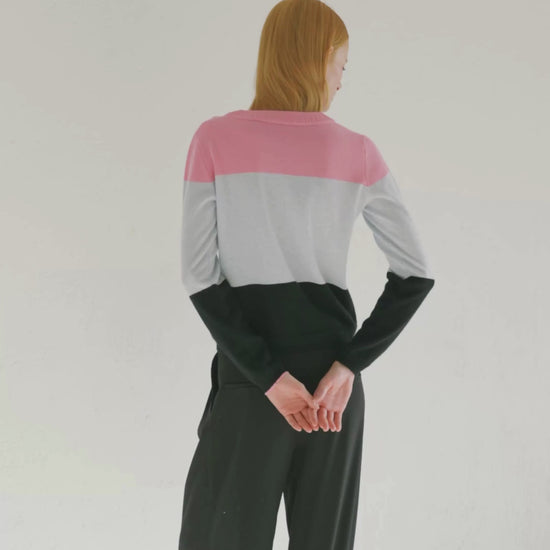 Cashmere Classic Crew Sweater Colour Block