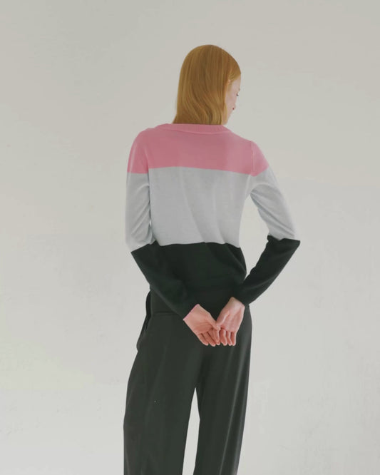 Cashmere Classic Crew Sweater Colour Block