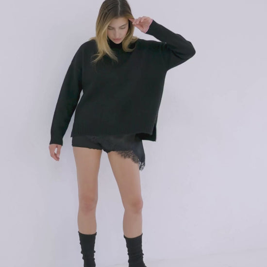 Cashmere Funnel Sweater Jet Black