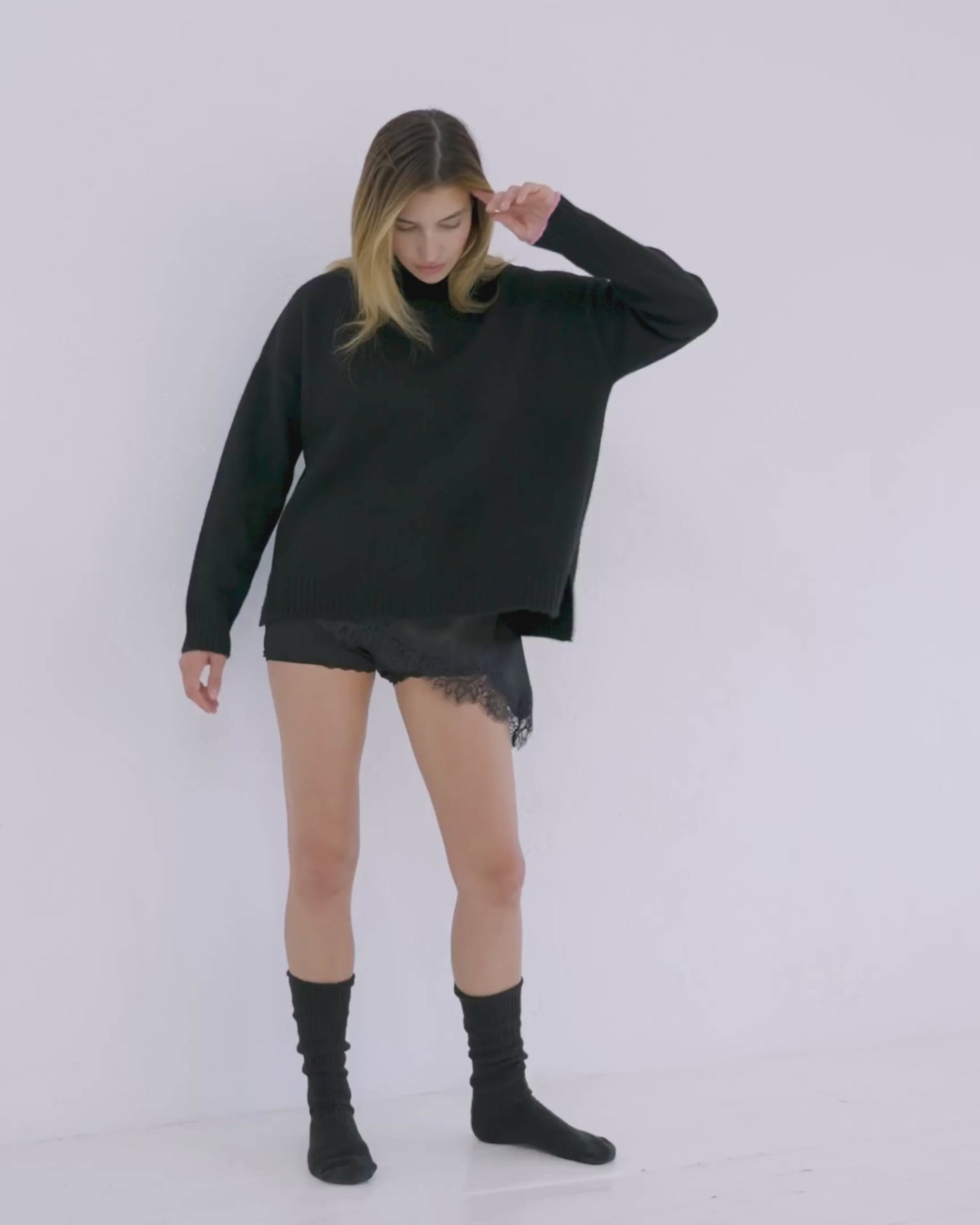 Cashmere Funnel Sweater Jet Black
