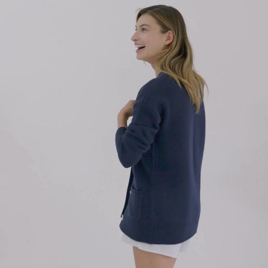 Cashmere Boyfriend Cardigan Midnight Blue