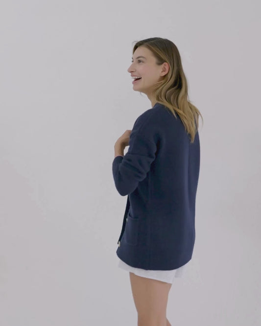 Cashmere Boyfriend Cardigan Midnight Blue