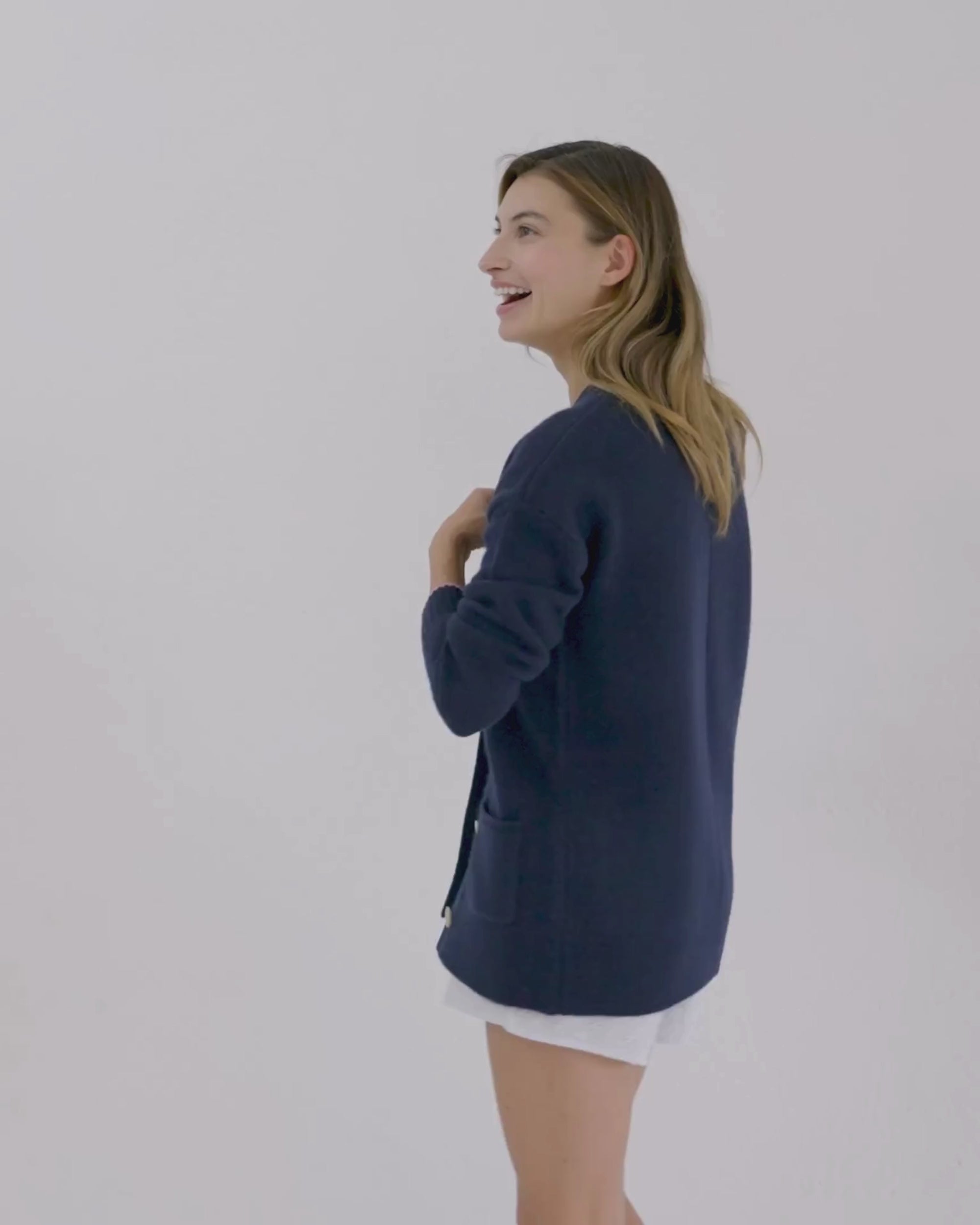 Cashmere Boyfriend Cardigan Midnight Blue