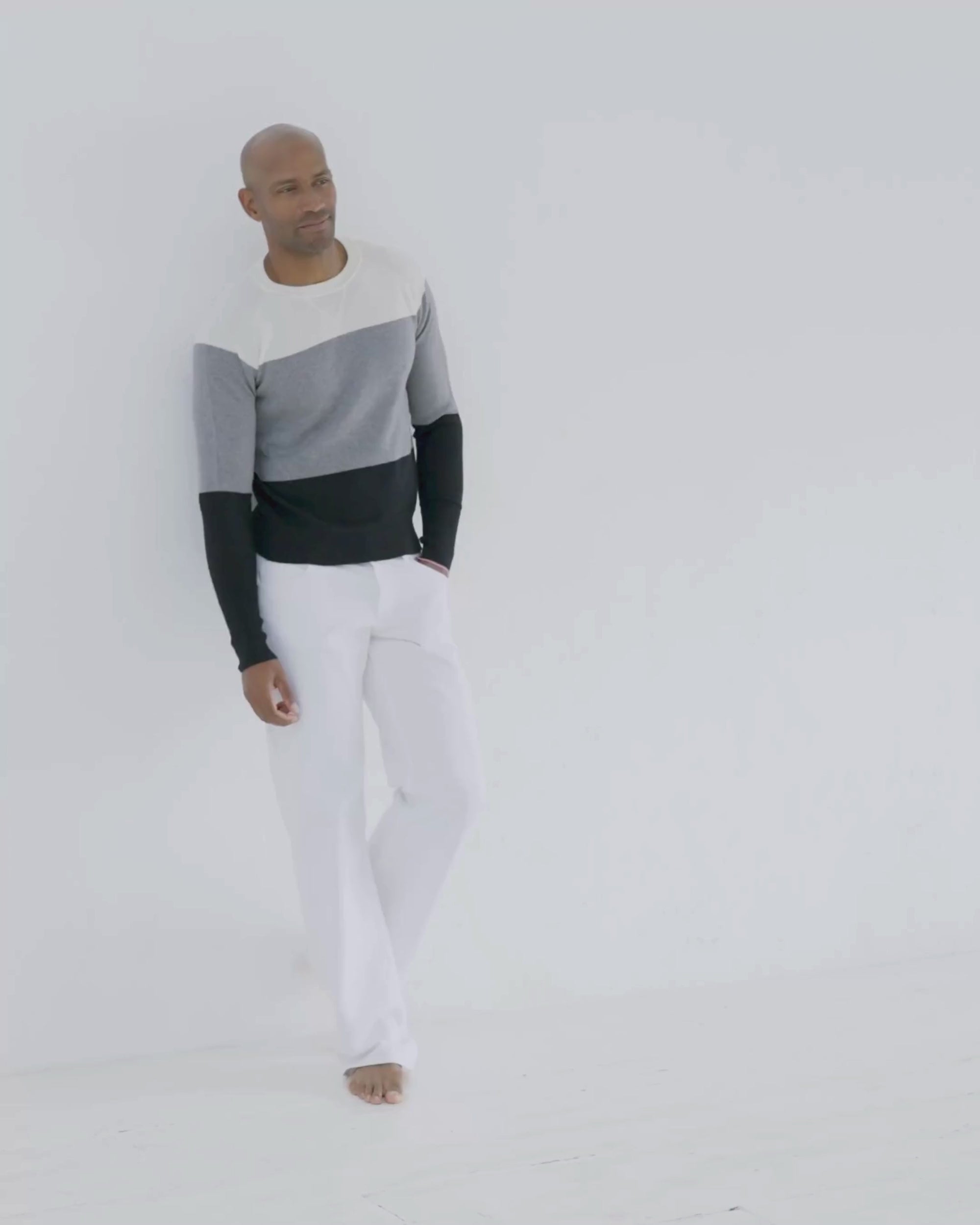 Men's Cashmere Sweatshirt Colour Block