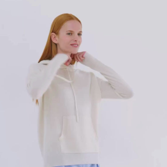 Cashmere Hoodie Sweater Chalk White