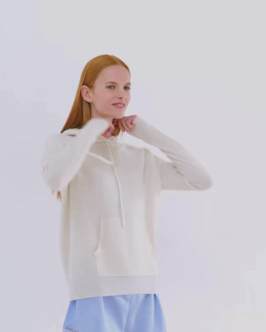 Cashmere Hoodie Sweater Chalk White