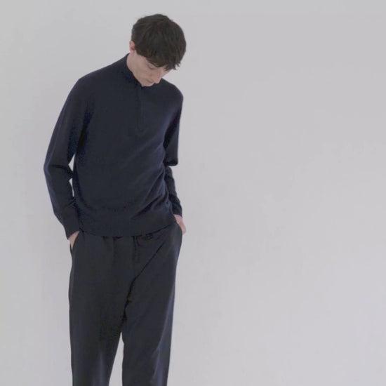 Mens Cashmere 1/4 Zip Sweater Midnight Blue