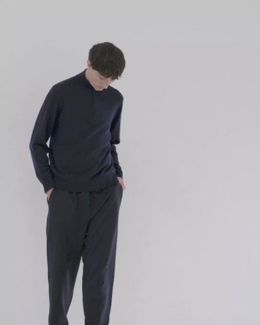 Mens Cashmere 1/4 Zip Sweater Midnight Blue