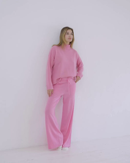 Cashmere Funnel Sweater Baker Miller Pink