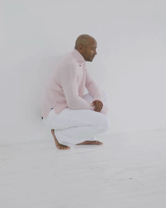Men's Cashmere Funnel Sweater Blush Pink